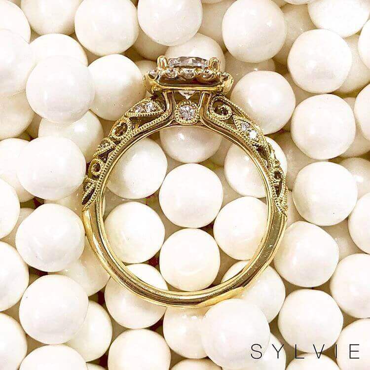 Sylvie Yellow Gold Vintage Diamond Engagement Ring