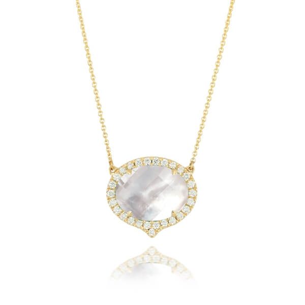 Doves Yellow Gold White Orchid Diamond Necklace