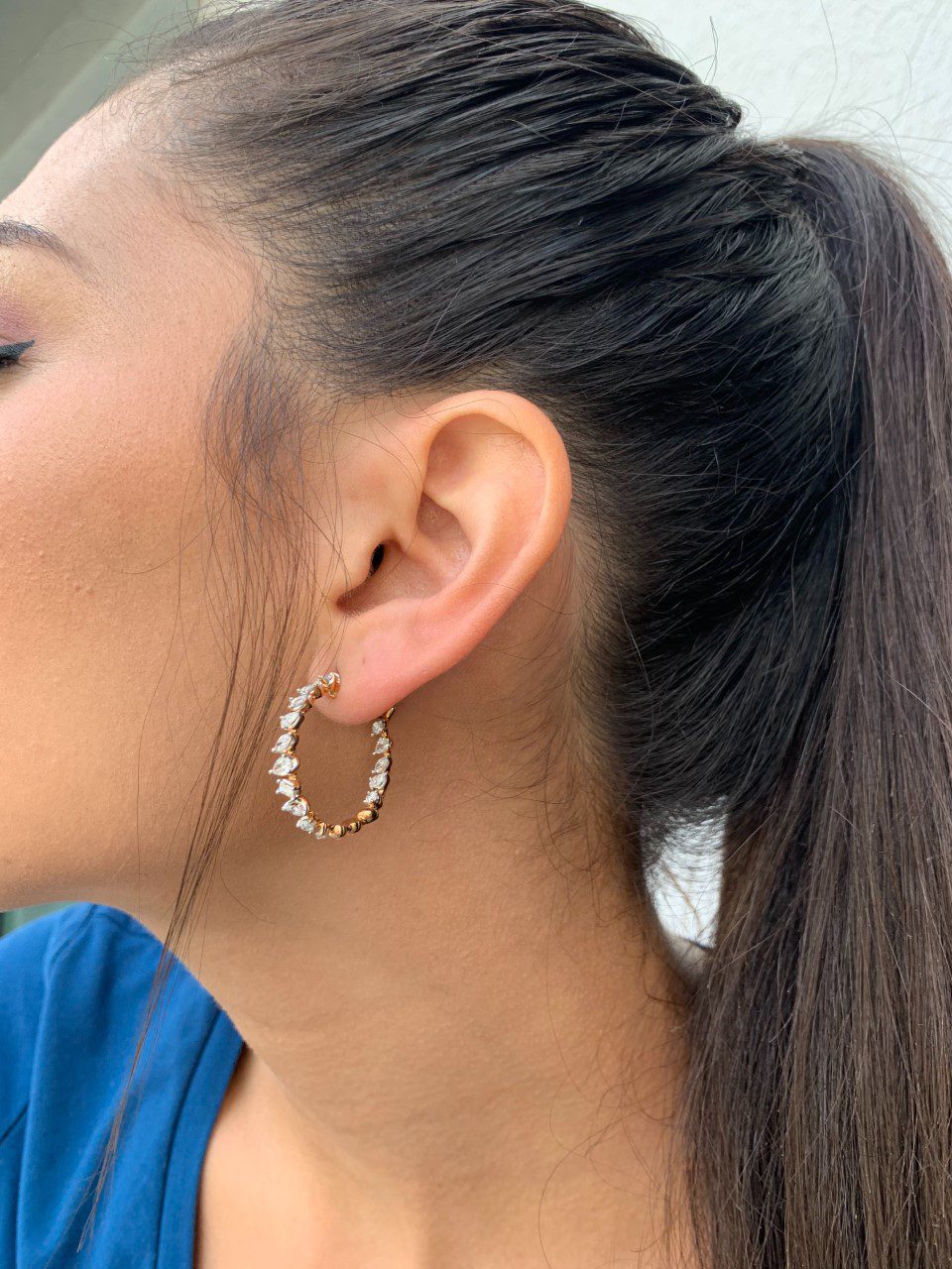 Mixed Shape Diamond Hoop Inside Out Earrings