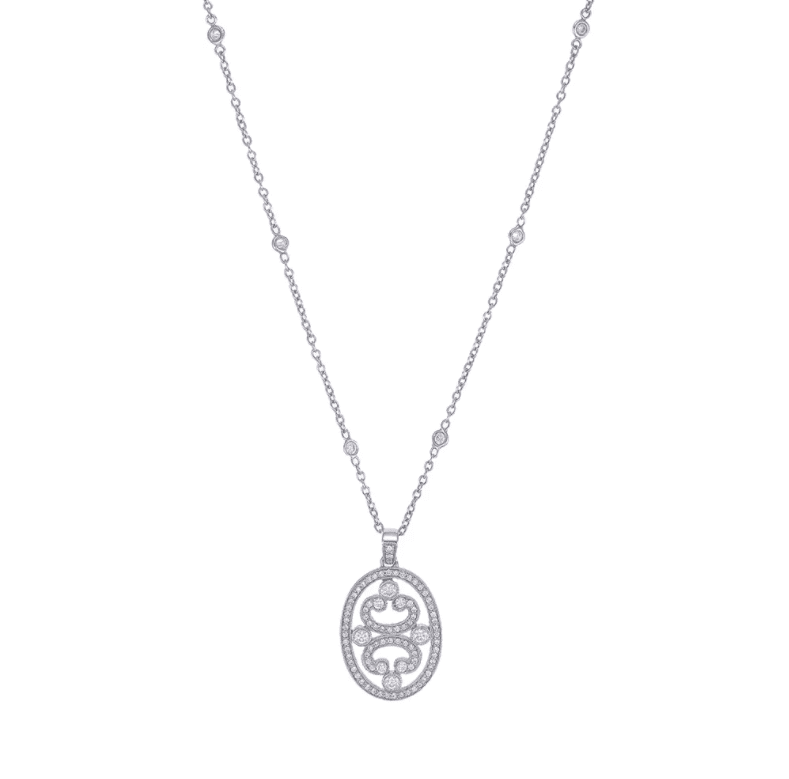 Leslie Greene Diamond Oval Pendant Necklace