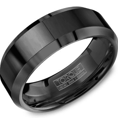 Crown Ring Black Ceramic Men's Wedding Band