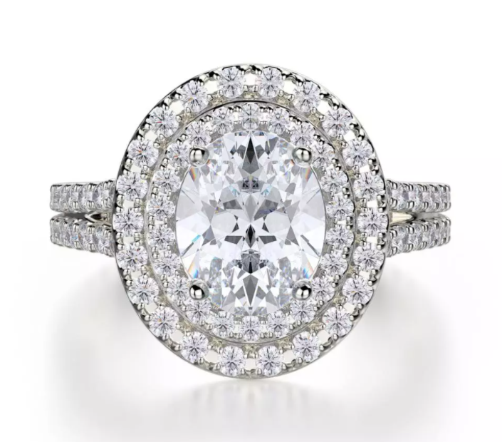 KJ5 Oval Diamond Halo Engagement Ring