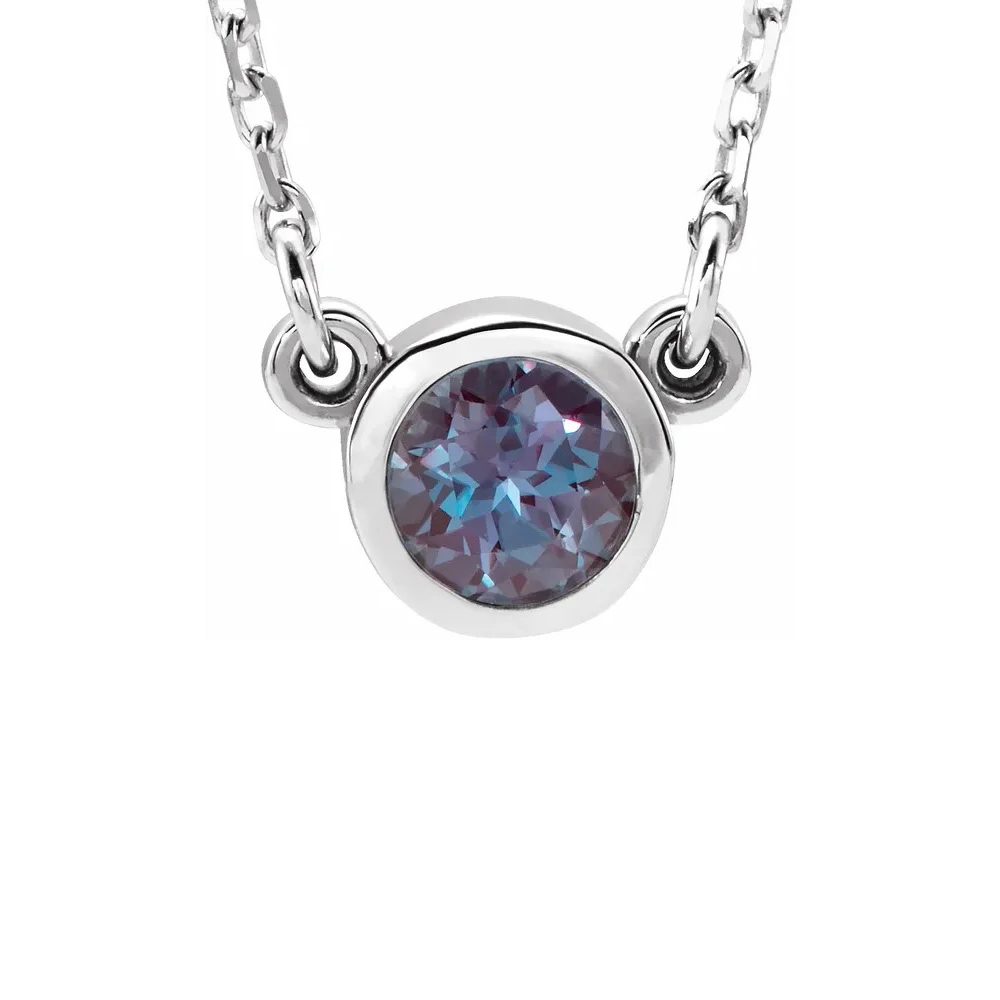 King Jewelers Bezel Set June Birthstone Necklace