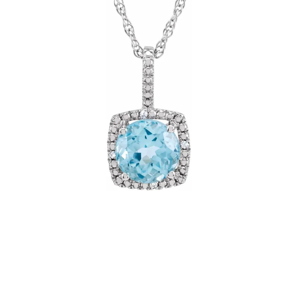 King Jewelers Diamond Halo December Birthstone Necklace