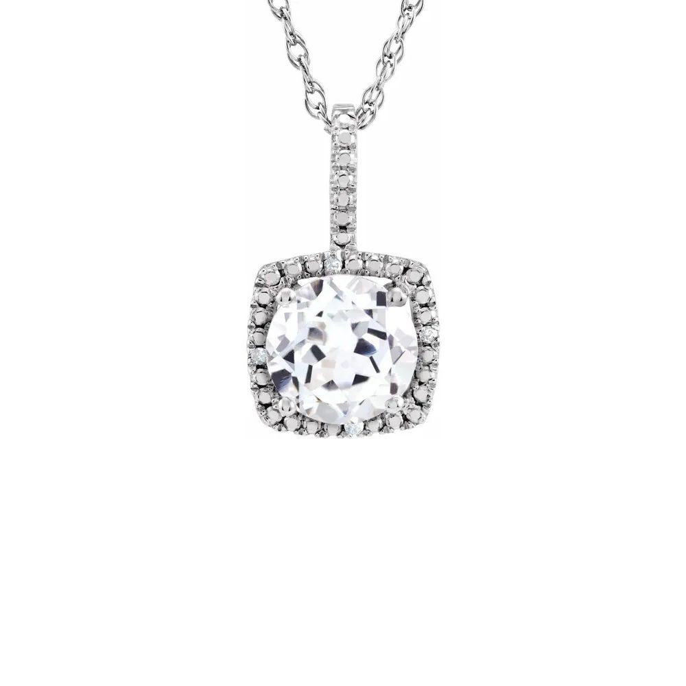King Jewelers Diamond Halo April Birthstone Necklace