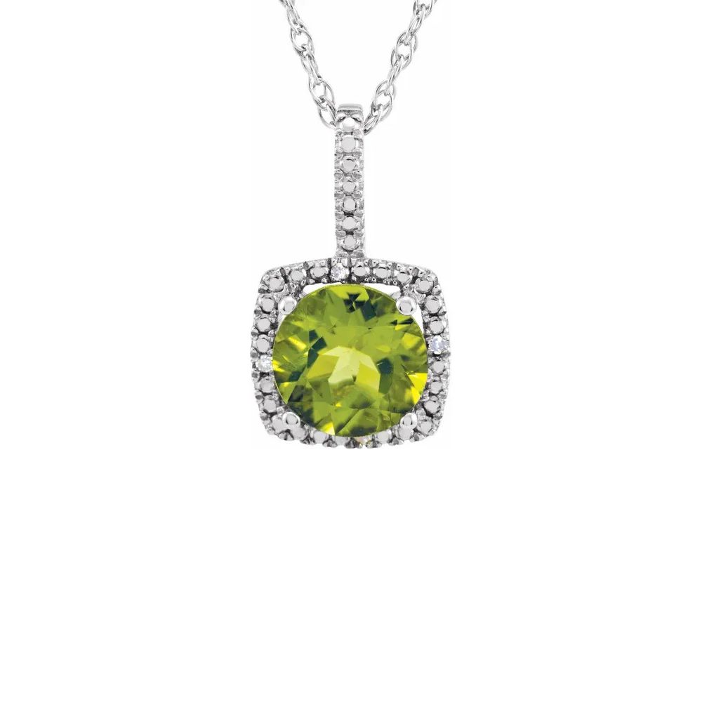 King Jewelers Diamond Halo August Birthstone Necklace