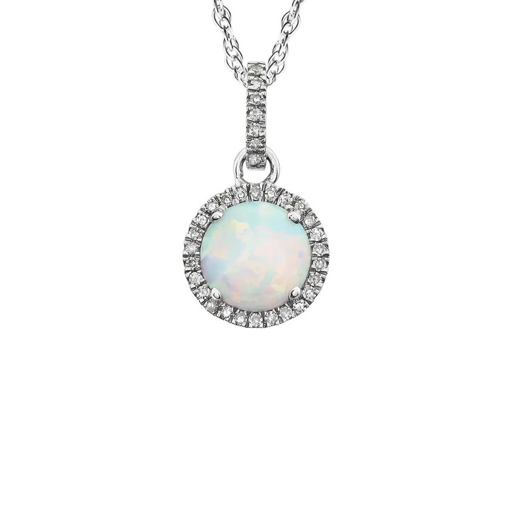 King Jewelers Diamond Halo October Birthstone Necklace