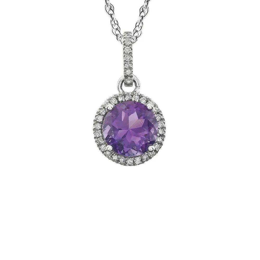 King Jewelers Diamond Halo February Birthstone Pendant