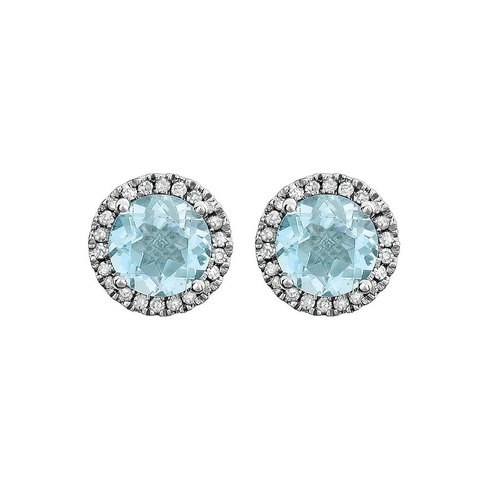 King Jewelers Topaz and Diamond Halo December Birthstone Earrings