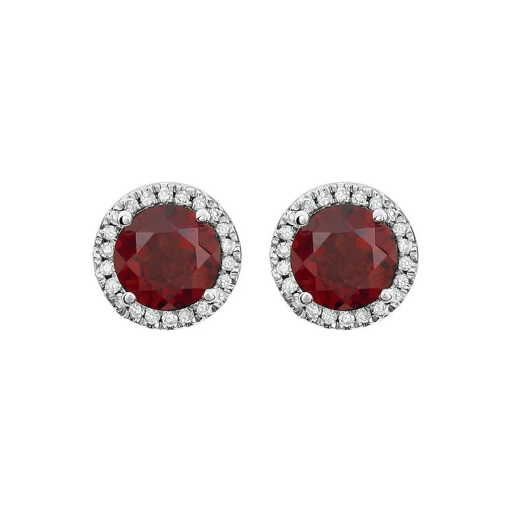 King Jewelers Garnet Halo Earrings
