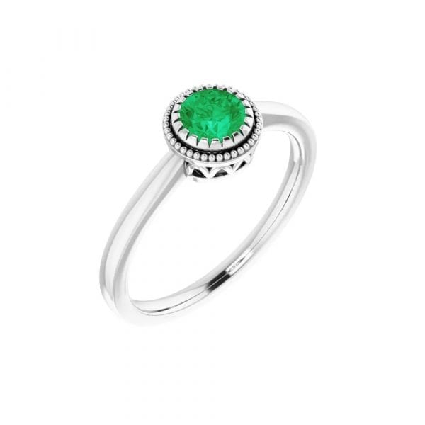 King Jewelers Bezel Set Emerald May Birthstone Ring
