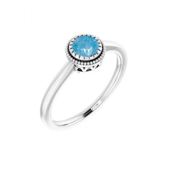 King Jewelers Bezel Set Blue Topaz December Birthstone Ring