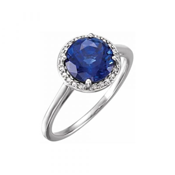 King Jewelers Diamond Halo September Birthstone Ring