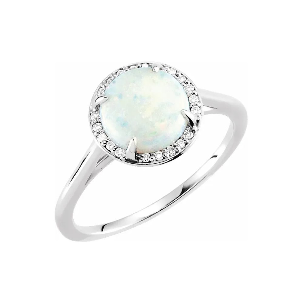 King Jewelers Diamond Halo October Birthstone Ring