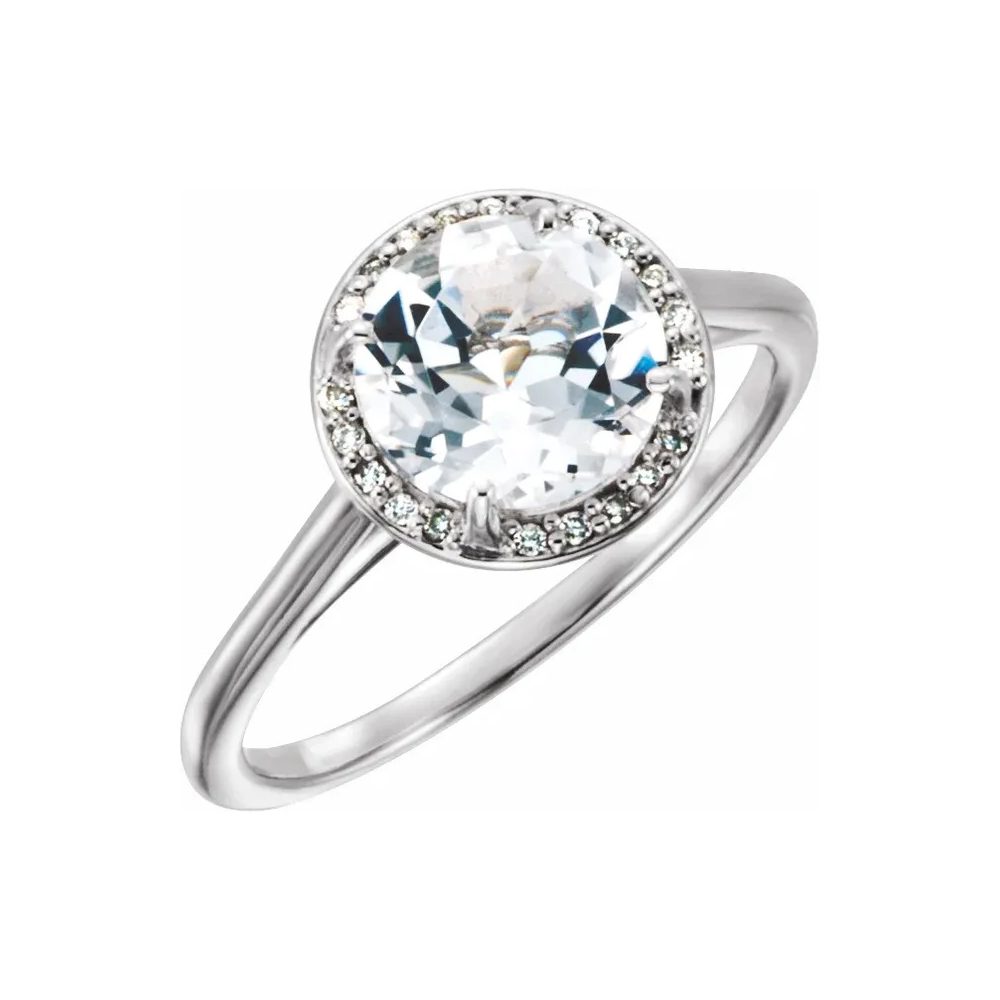 King Jewelers Diamond Halo April Birthstone Ring