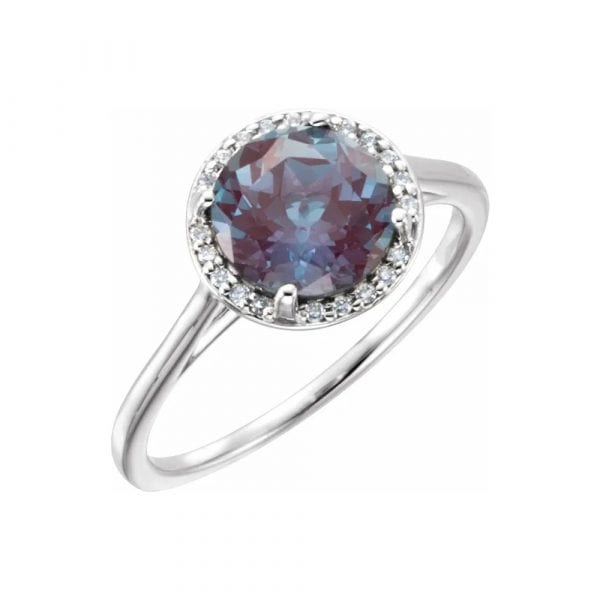 King Jewelers Diamond Halo June Birthstone Ring