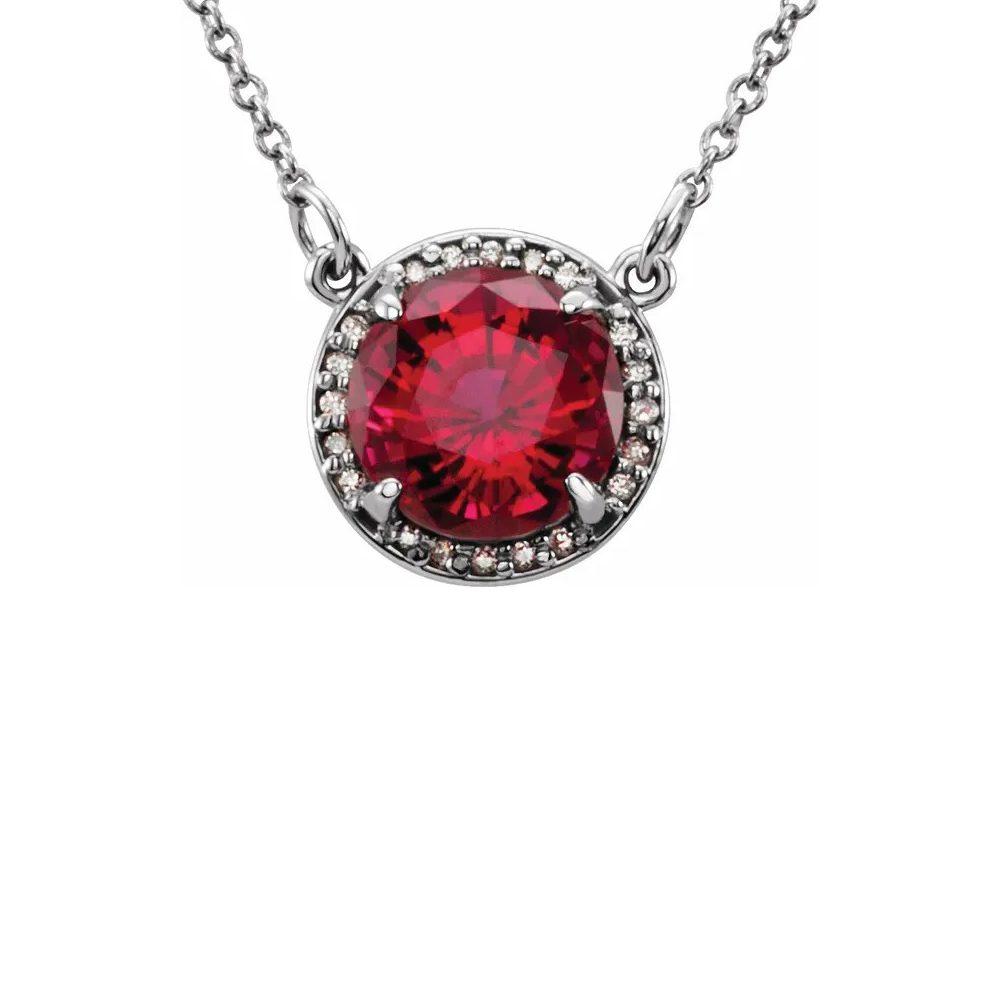 King Jewelers Diamond Halo July Birthstone Necklace