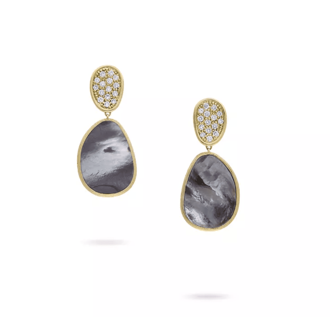 Marco Bicego Lunaria Black Mother of Pearl and Diamond Small Drop Earrings