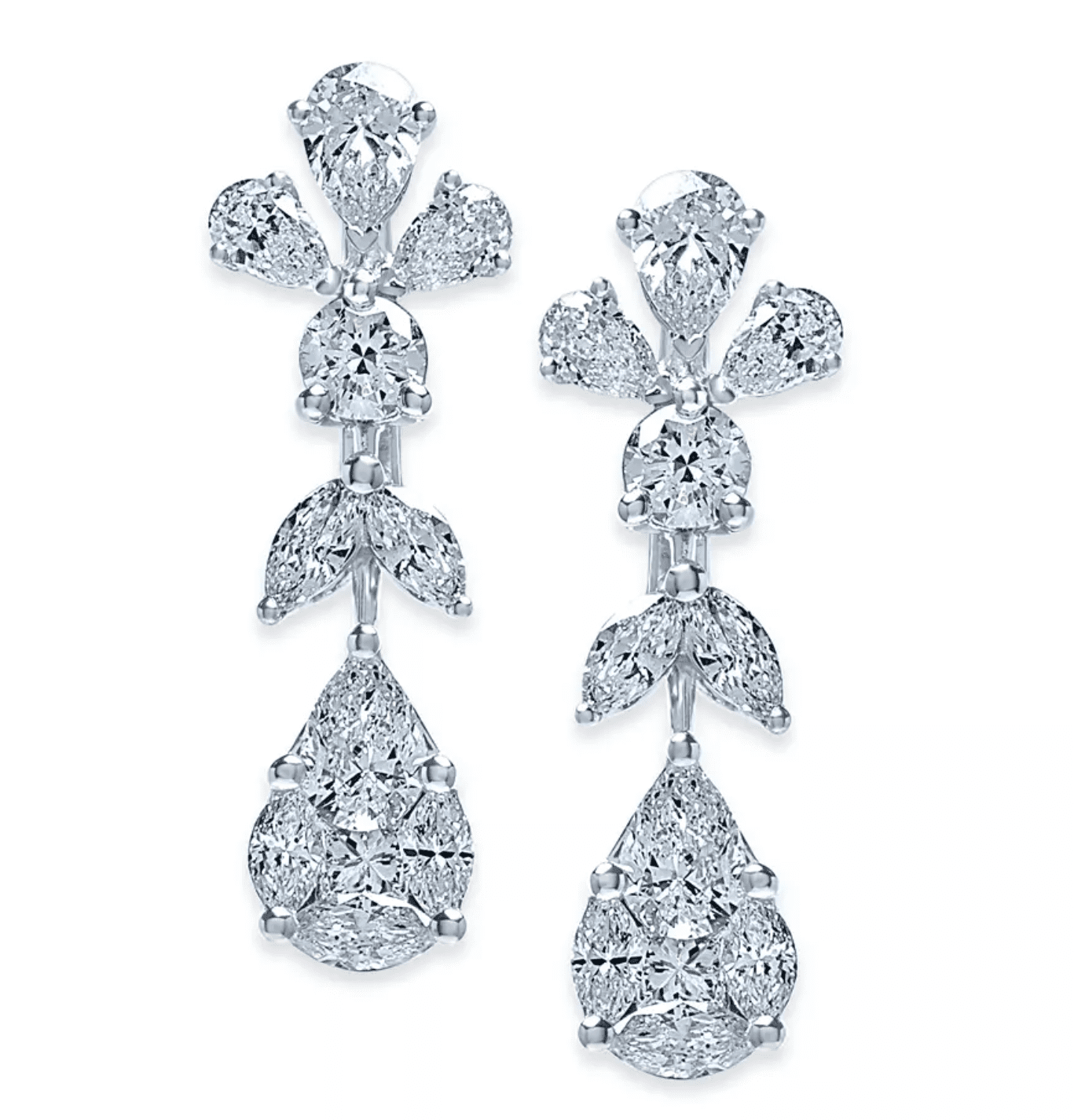 King Jewelers Fancy Shape Diamond Dangle Earrings
