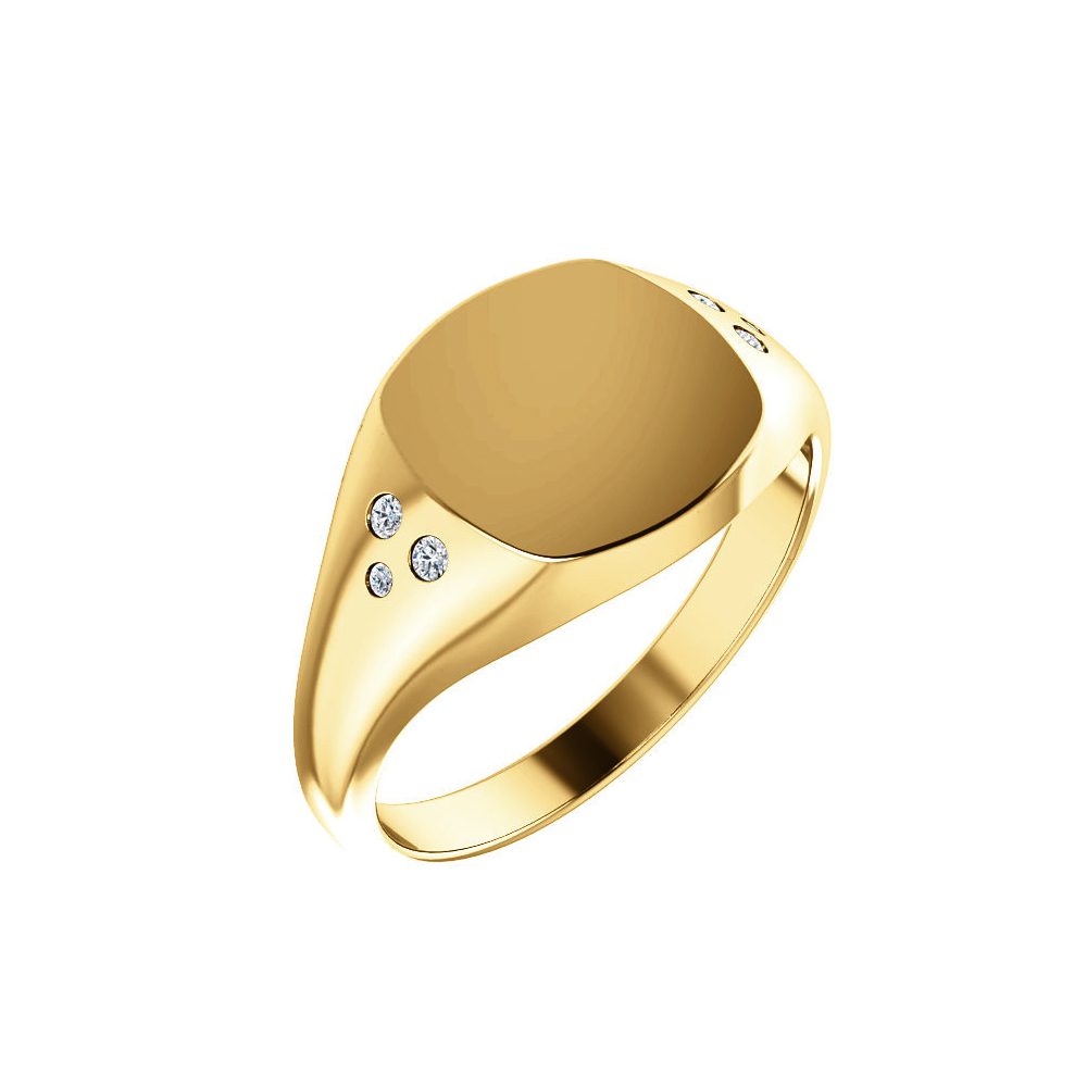 Ella Rose 14K Yellow Gold Personalized Moissanite Signet Ring