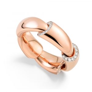 Vhernier Calla Ring in 18K Rose Gold with Diamonds