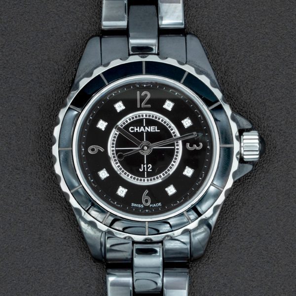 chanel black watch j12 diamond